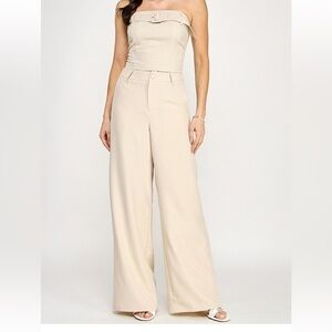 #317 Natural color 2 piece pant set
